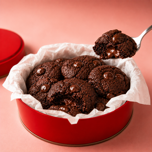Dark Chocolate Fudge Molten Cookie Tin